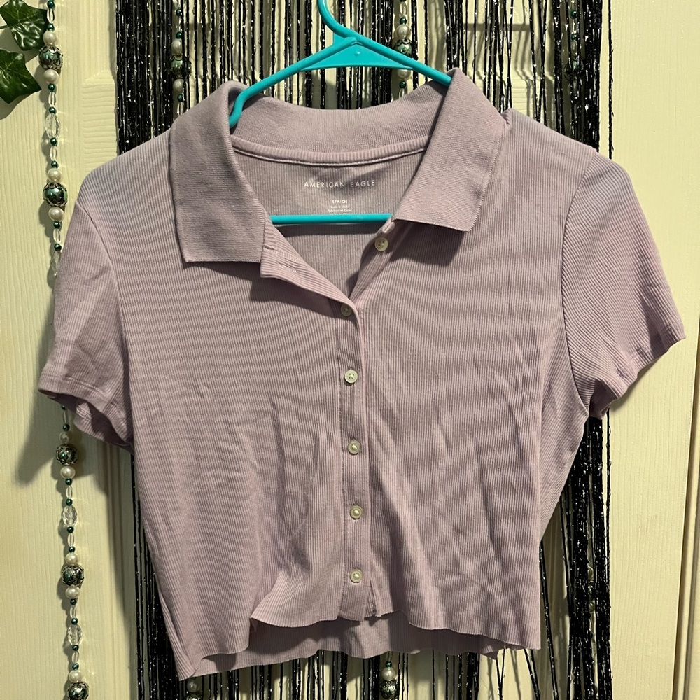 Purple cropped American eagle top